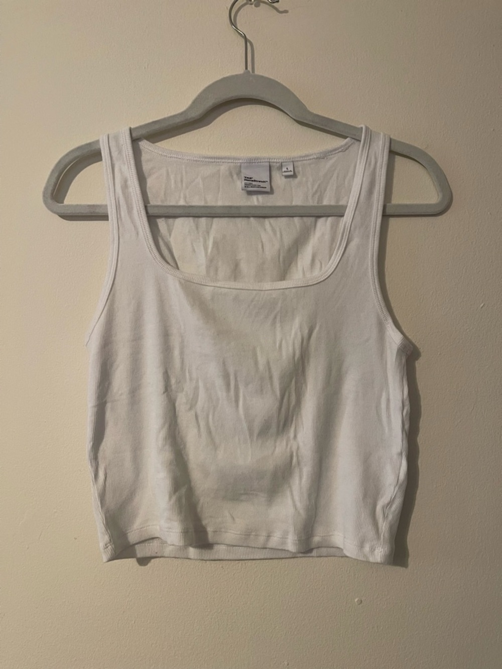 Aritzia Homestretch Square Neck Tank in L White Crop